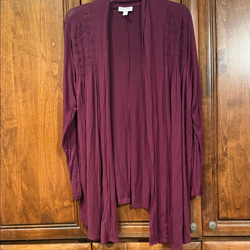 Fashion Bug Burgundy Open Front Cardigan